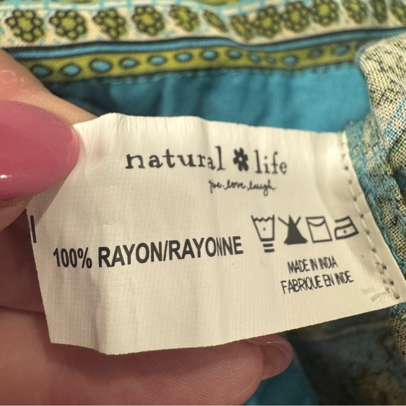 NATURAL LIFE Boho Blue and Green Mini Dress - Picture 6 of 8